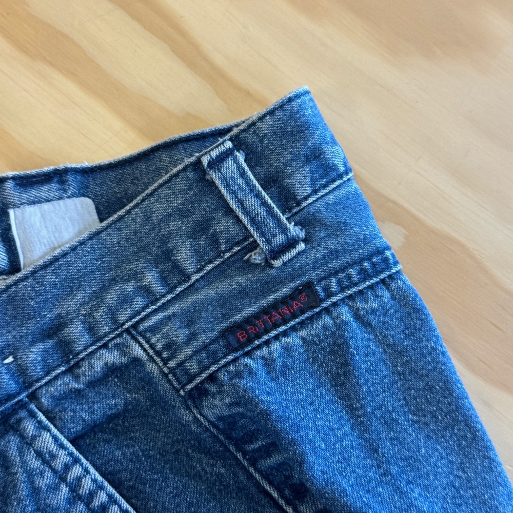 Vintage Brittania Mens Denim Shorts Blue Pleated High Rise Mid Wash 30 Waist - Picture 6 of 8